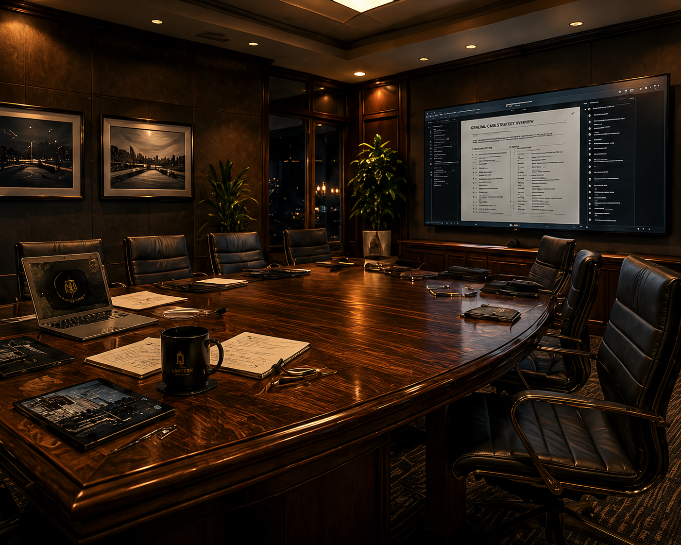 Conference room prepared for meet and confer work